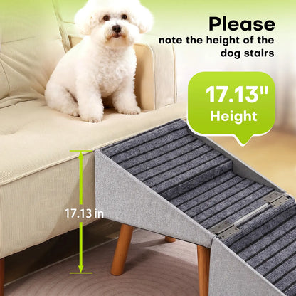 17-Inch Wooden Dog Ramp and Stairs for Couch | Ziluce Convertible Step Stool for Small to Medium Dogs, Including Dachshunds and Senior Pets | Ideal for Sofas and Short Beds