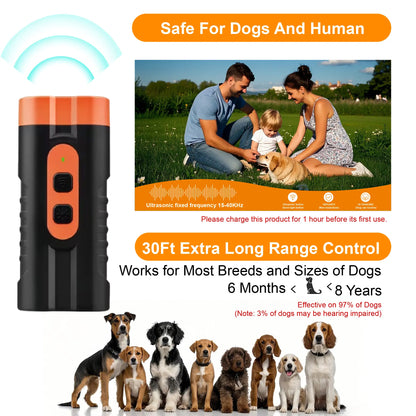 Ultimate Ultrasonic Dog Barking Deterrent - Rechargeable, Dual Emitters, 50Ft Range, Flashlight & Accessory Kit for Effective Indoor & Outdoor Training