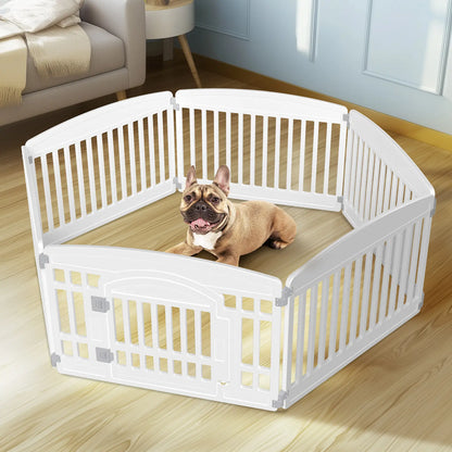 Summer Sale: Portable Plastic Pet Playpen - Durable Puppy Exercise Pen with Lockable Gate and Non-Slip Base for Indoor and Outdoor Use