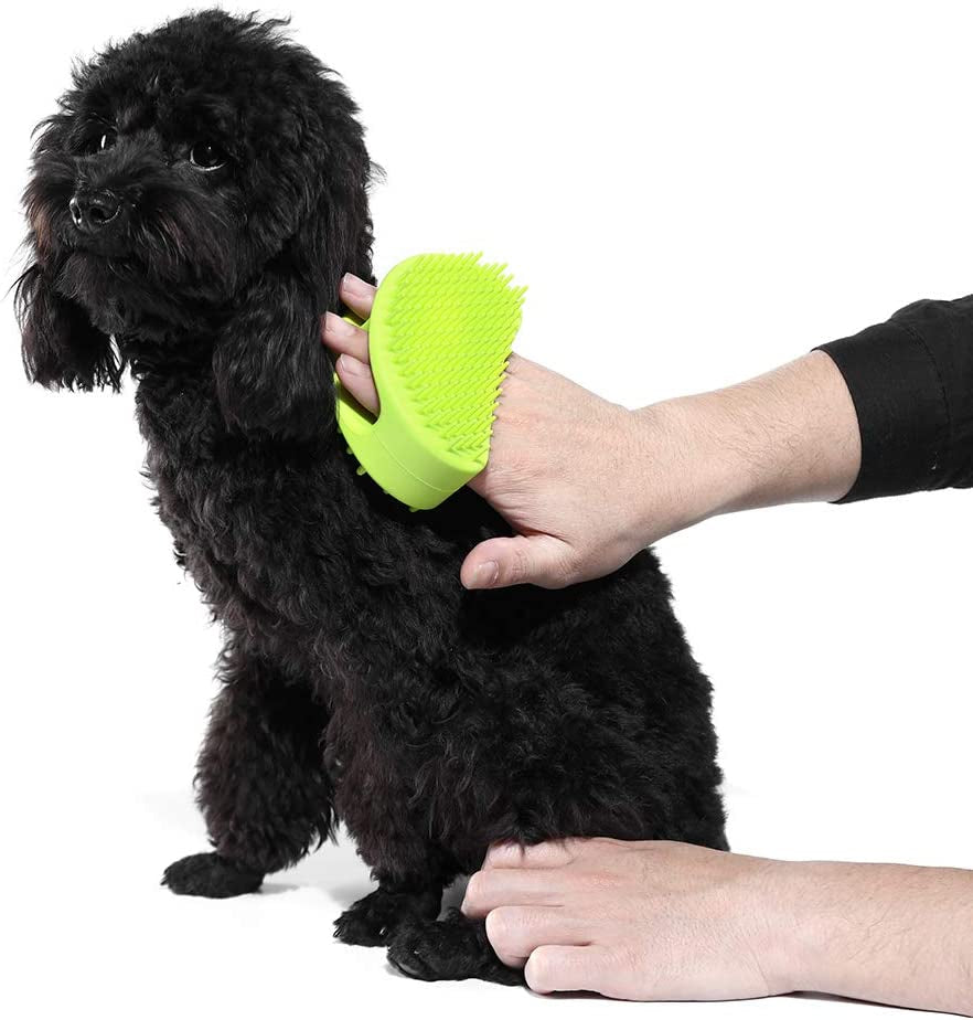 Professional Pet Grooming Brush Set for Dogs and Cats - Soft Silicone Bath and Massage Brush for All Coat Types - Teal