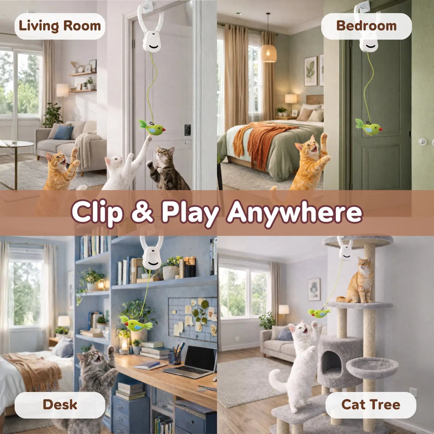AIXINPET Rechargeable Interactive Cat Teaser - Door-Mounted Fun with Adjustable String & Custom Accessories for Endless Play!