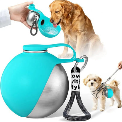 Ultimate 2-In-1 Portable Dog Water Bottle & Bowl - 10Oz Leak-Proof Stainless Steel Dispenser for Travel, Hiking & Walks