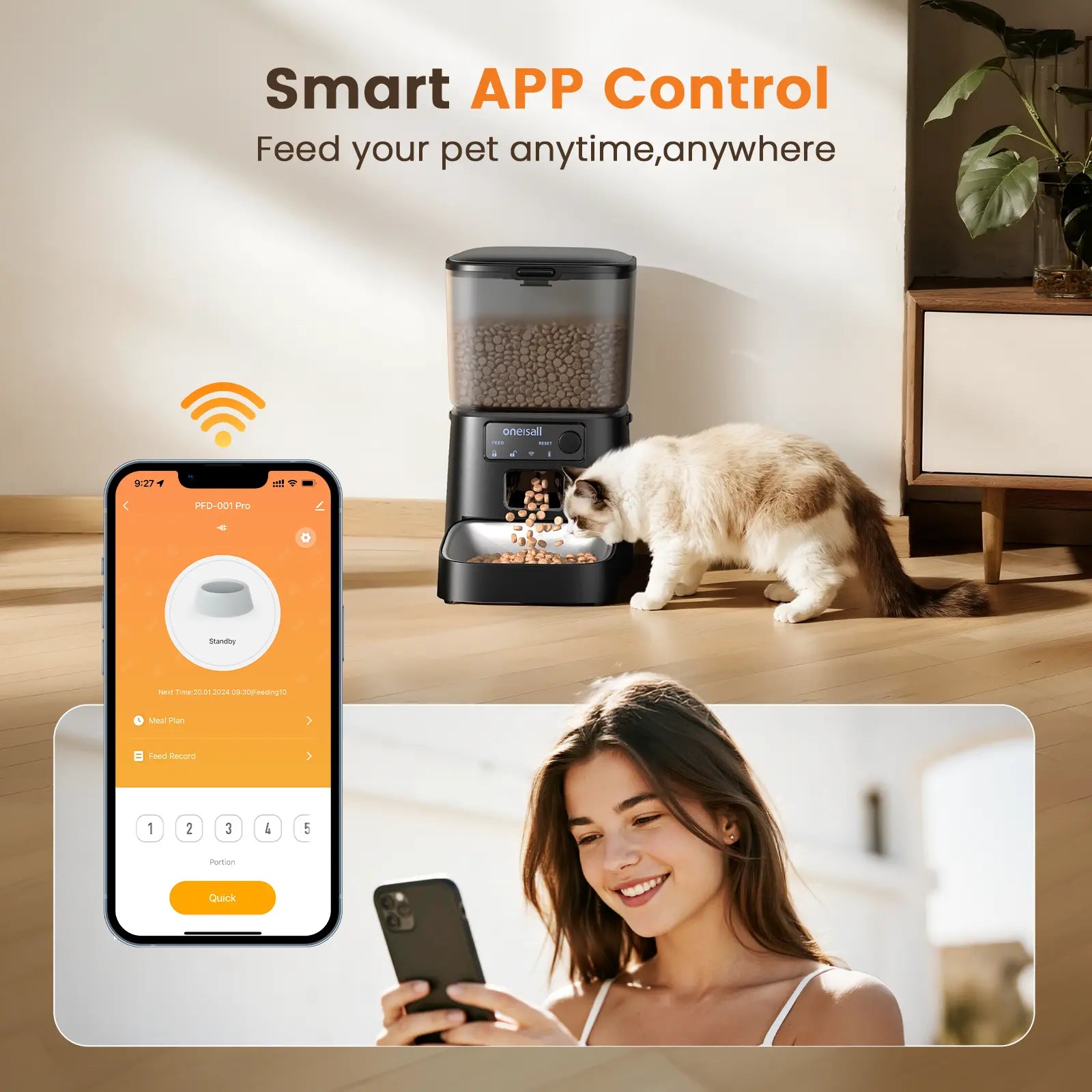 Oneisall 3.5L Smart Pet Feeder - Automatic Timed Food Dispenser for Cats, Dogs & Small Pets