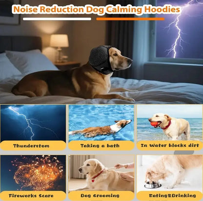 Noise-Cancelling Ear Wrap for Dogs - Adjustable, Water-Resistant Calming Ear Muffs for Thunder, Fireworks, and Bathing
