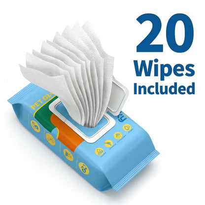 Luckymyth Hypoallergenic Disposable Pet Cleaning Gloves (20 Count) - No Rinse, Mess-Free Hair Removal and Deodorizing Moisture Care for Dogs and Cats, Perfect for Outdoor Travel and Activities