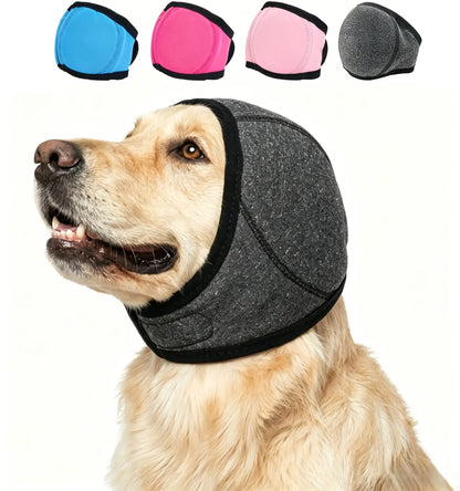 Noise-Cancelling Ear Wrap for Dogs - Adjustable, Water-Resistant Calming Ear Muffs for Thunder, Fireworks, and Bathing