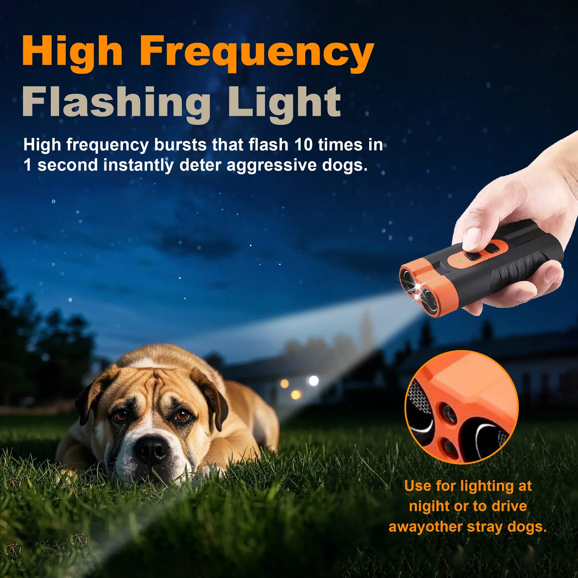 Ultimate Ultrasonic Dog Barking Deterrent - Rechargeable, Dual Emitters, 50Ft Range, Flashlight & Accessory Kit for Effective Indoor & Outdoor Training