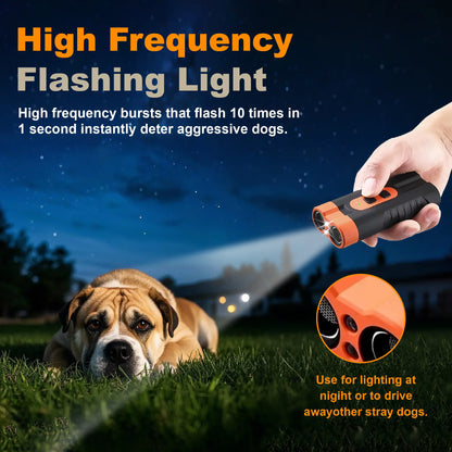 Ultimate Ultrasonic Dog Barking Deterrent - Rechargeable, Dual Emitters, 50Ft Range, Flashlight & Accessory Kit for Effective Indoor & Outdoor Training