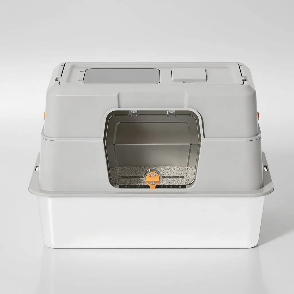 Ultimate Odor-Lock Stainless Steel Cat Litter Box - Dual Entry, Perfect Size for Your Feline Friend - Black Friday Special!