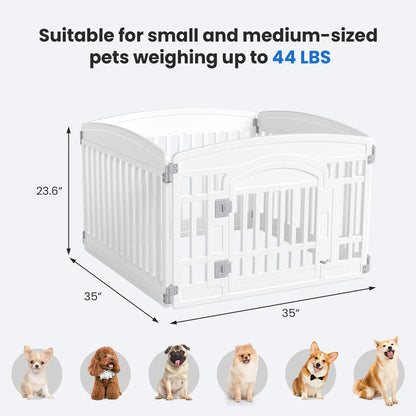 Summer Sale: Portable Plastic Pet Playpen - Durable Puppy Exercise Pen with Lockable Gate and Non-Slip Base for Indoor and Outdoor Use