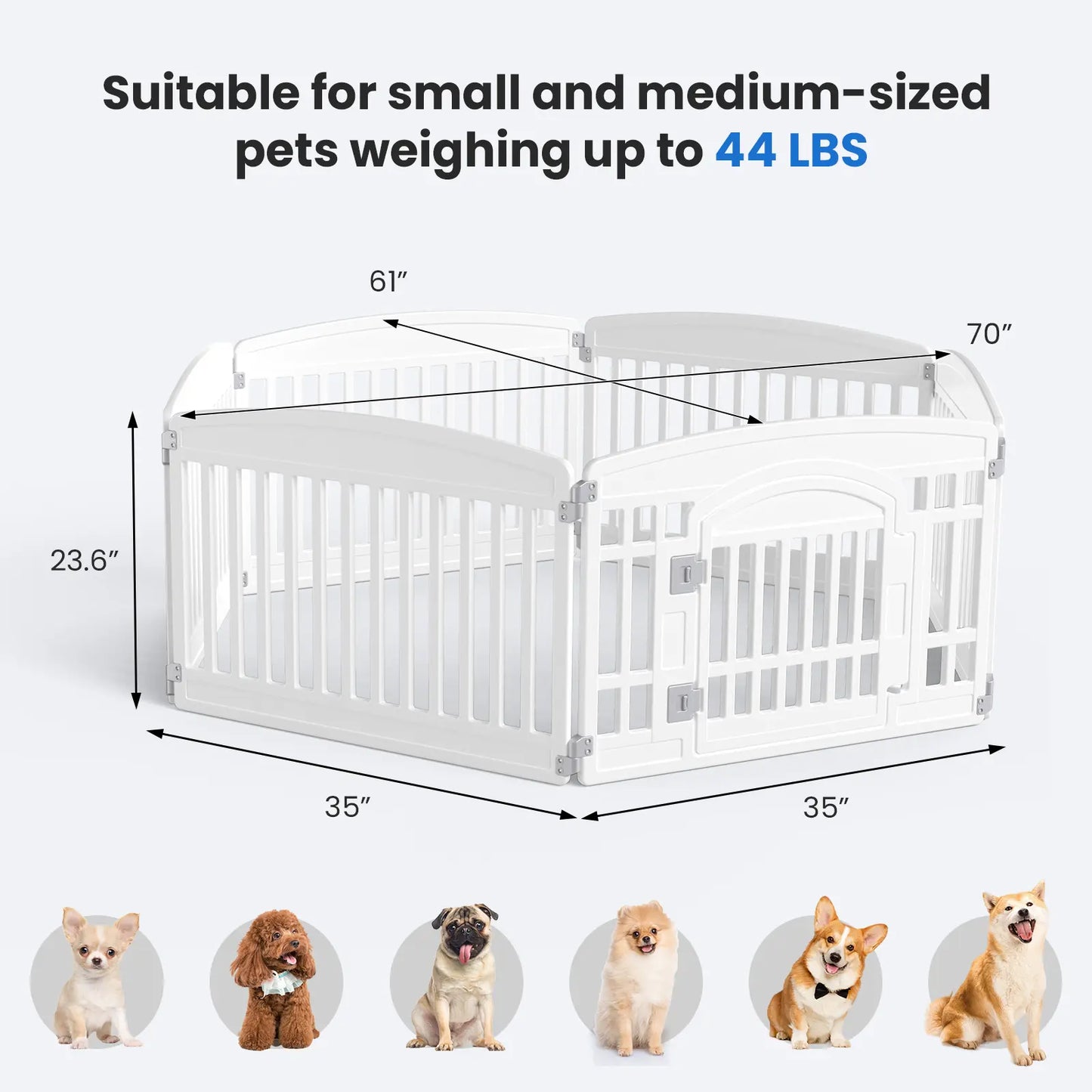 Summer Sale: Portable Plastic Pet Playpen - Durable Puppy Exercise Pen with Lockable Gate and Non-Slip Base for Indoor and Outdoor Use