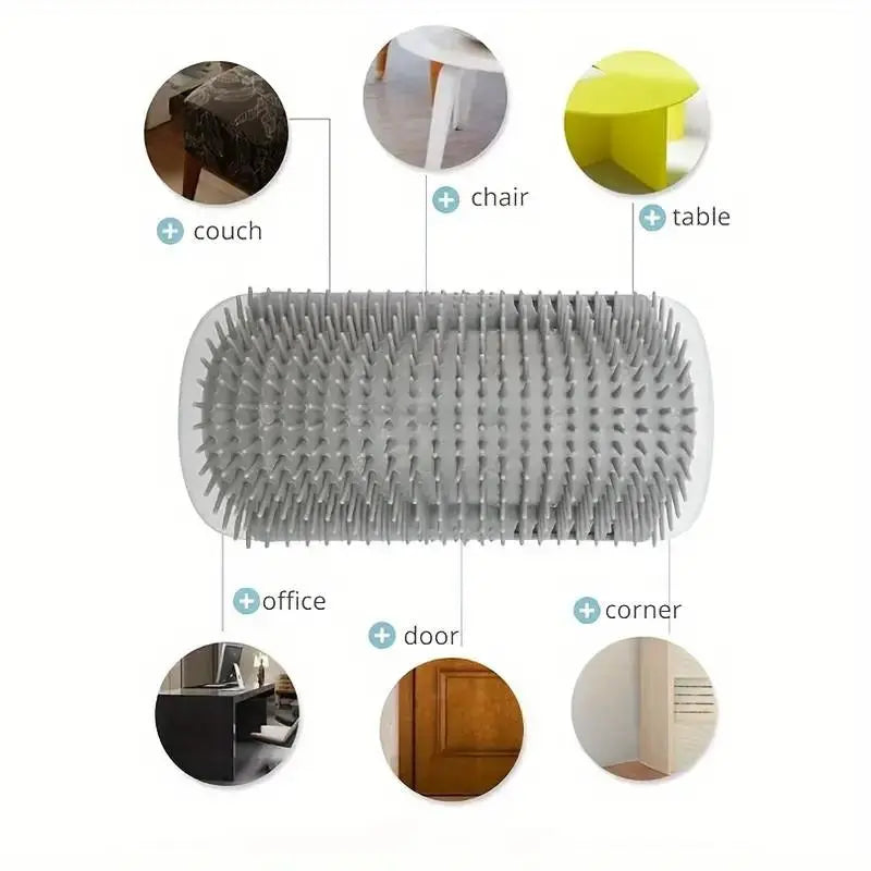 Cat Corner Grooming Brush - Soft Massage Self-Grooming Tool for Cats and Dogs, Interactive Home Entertainment Accessory