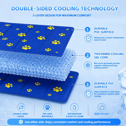 Non-Toxic Self-Cooling Gel Pet Mat for Dogs & Cats - Easy to Clean and Perfect for a Cool Sleep!