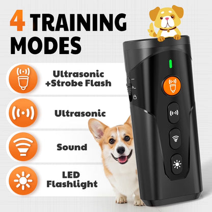 Ultrasonic Bark Control Device, Handheld Dog Deterrent for Behavioral Correction, Non-Invasive Alternative to Shock Collars
