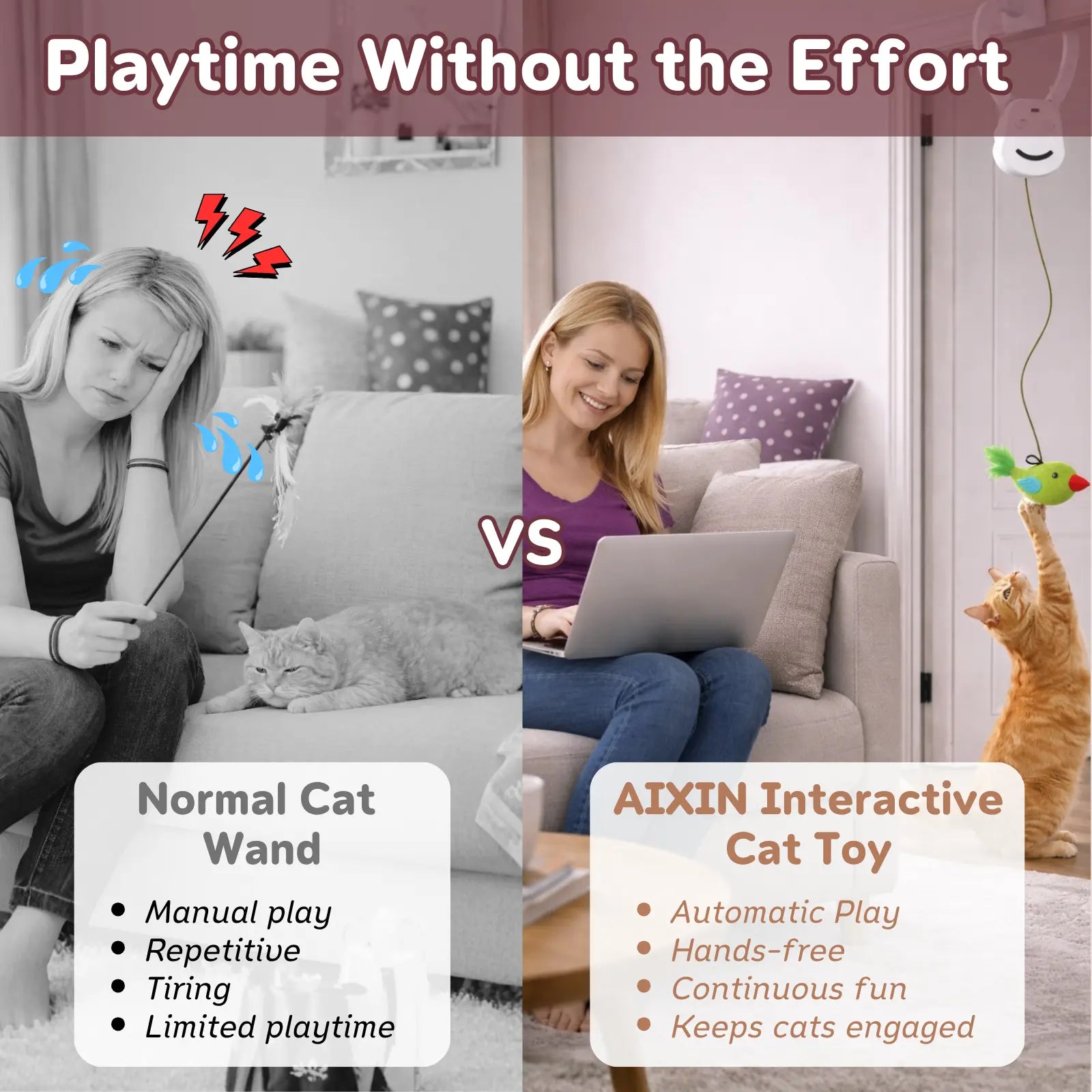 AIXINPET Rechargeable Interactive Cat Teaser - Door-Mounted Fun with Adjustable String & Custom Accessories for Endless Play!