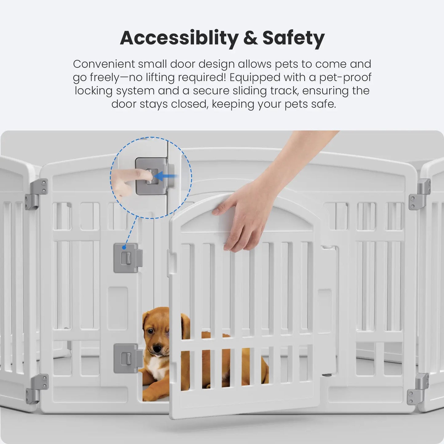 Summer Sale: Portable Plastic Pet Playpen - Durable Puppy Exercise Pen with Lockable Gate and Non-Slip Base for Indoor and Outdoor Use