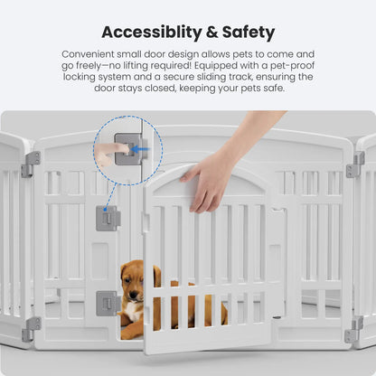 Summer Sale: Portable Plastic Pet Playpen - Durable Puppy Exercise Pen with Lockable Gate and Non-Slip Base for Indoor and Outdoor Use